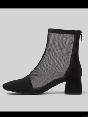 a new day Black Mesh Block Heel Ankle Boot
